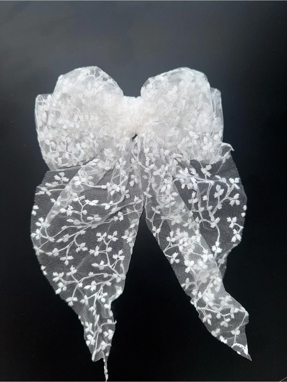 Delicate White Lace Bow Hair Accessory